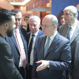 Visit of the Prime Minister to the To-me Cosmetics Booth during the Palestinian Products Exhibition.